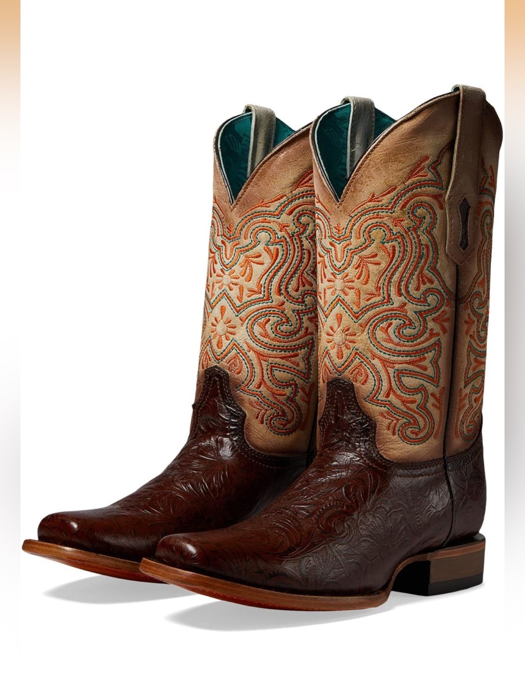 Corral Floral Embroidery Vamp Square Toe Cowboy Boot Sz 11 New In Box Msrp $485